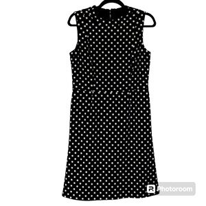 NINE WEST Women’s Black/White Polka Dot Dress Crew Neck Knee Length Flare SIZE 6